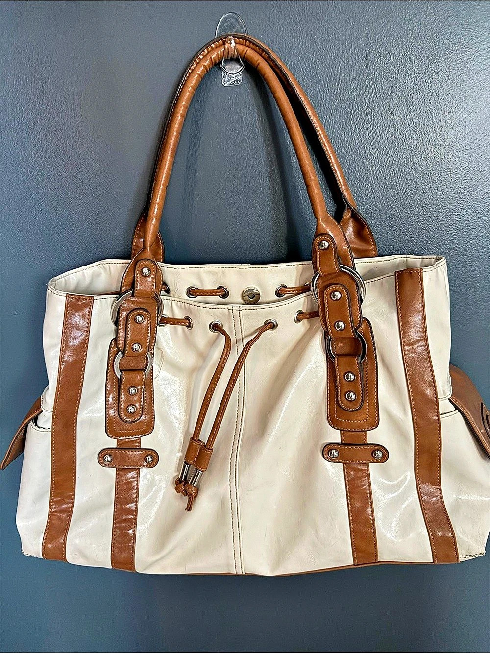 Cream and Brown Shoulder Bag